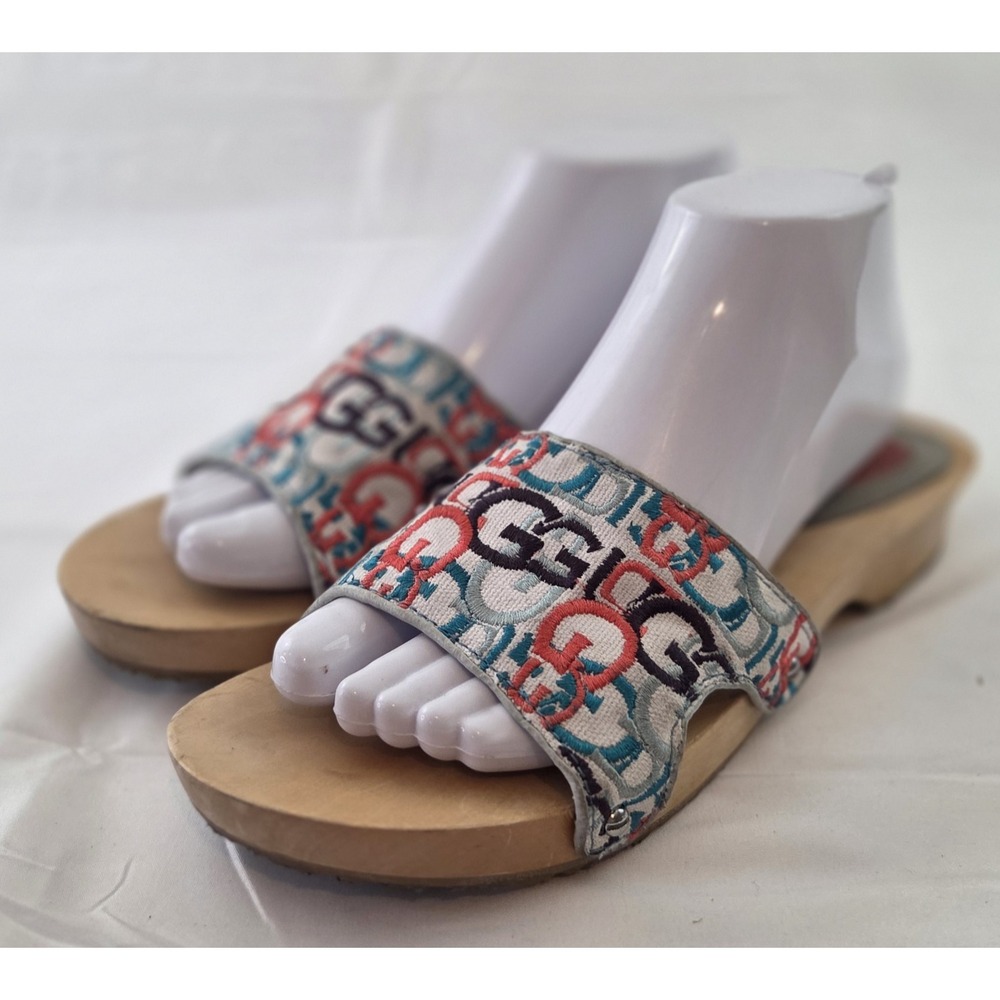 UGG Clog Sandals Womens 9 Multicolor Fabric Slide Y2K Indie Sleaze Festival